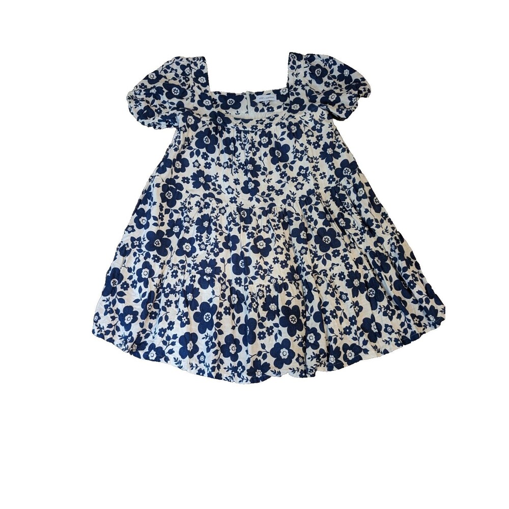 Lost + Wander Womens Floral Print Sun Dress Blue White Linen Blend Size XS